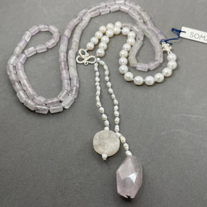 Necklace, Lavender Amethyst, Freshwater Pearl