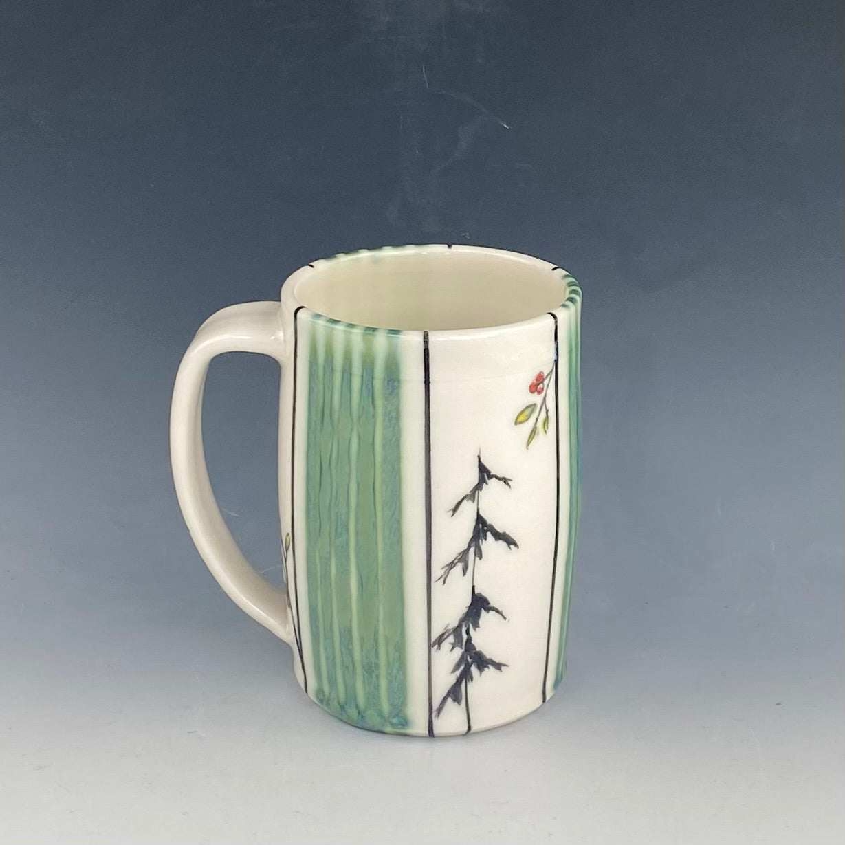Green Striped Tree Mug
