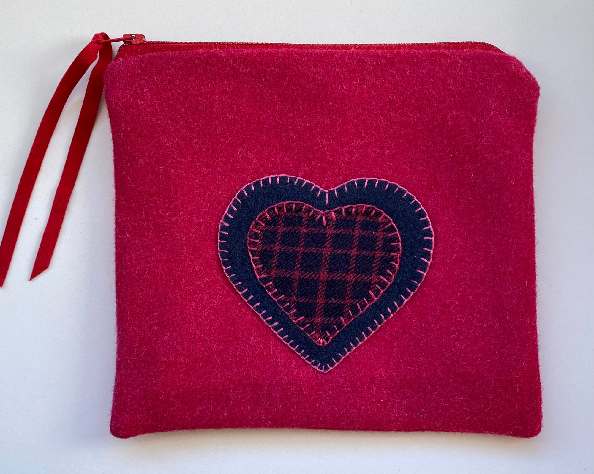 Rose Pouch with Plaid Heart