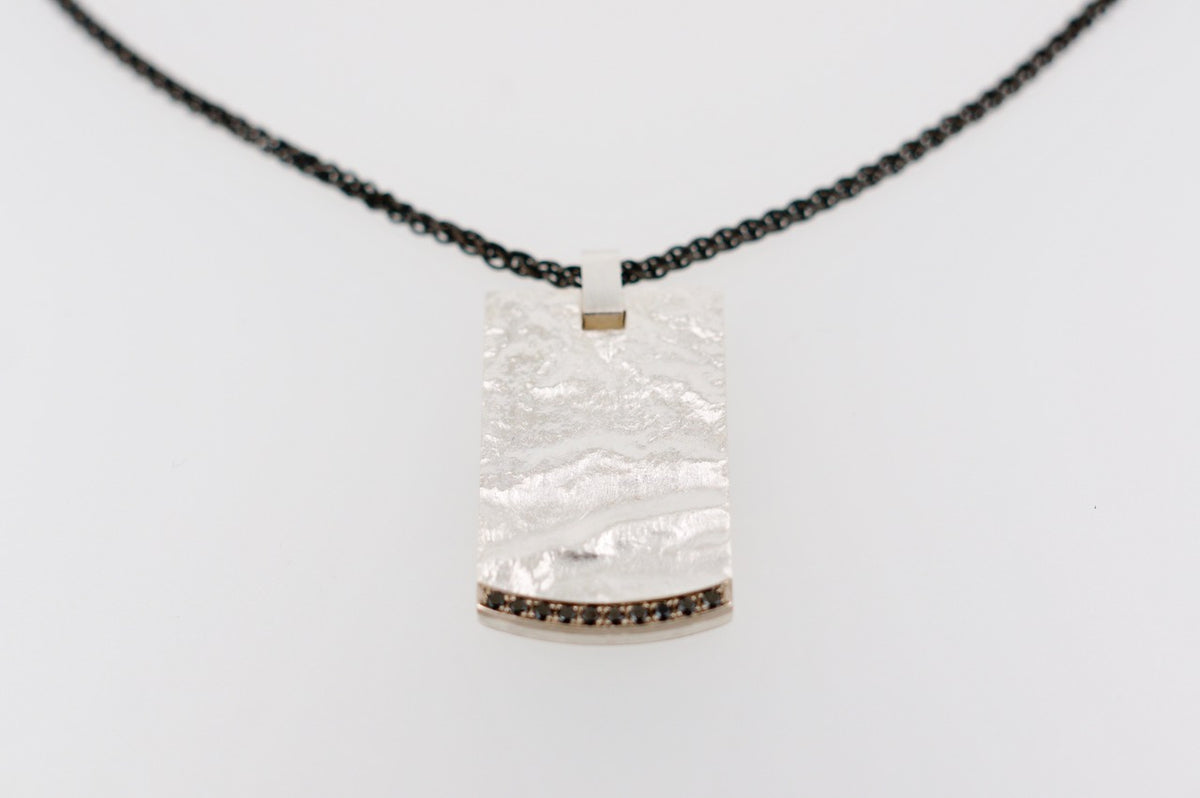 Sterling Silver Pendant with Black Diamonds