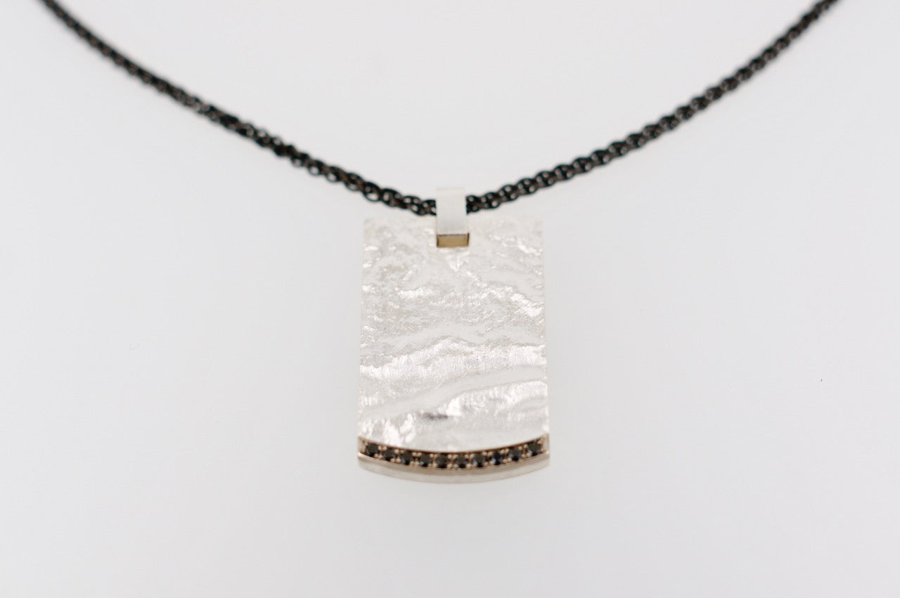 Sterling Silver Pendant with Black Diamonds